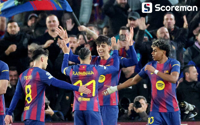 '레반도프스키 멀티골' 바르셀로나, 뉴캐슬에 7-2 대승…UCL 8강행