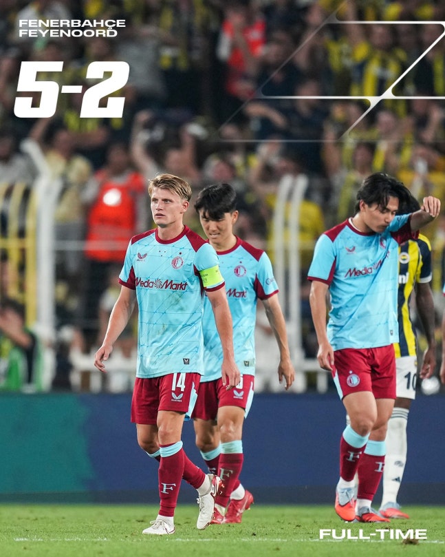 페예노르트, 페네르바체에 2-5 완패 챔스 예선서 탈락