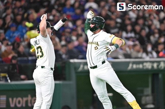 호주도 무섭다 '투수강팀' 대만에 3-0 완승...퍼킨스·바자나 홈런포