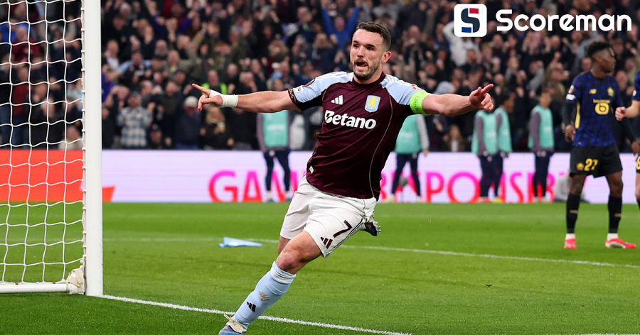 '맥긴-베일리 연속골' 아스톤 빌라, 릴에 2-0 완승...합계 스코어 3-0으로 UEL 8강 진출