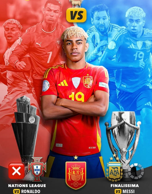 Yamal sẽ đối đầu với Messi, 38 tuổi, tại Cúp C1 châu Âu vào năm sau. Anh đã để thua Ronaldo, 40 tuổi, trong trận chung kết UEFA Nations League.