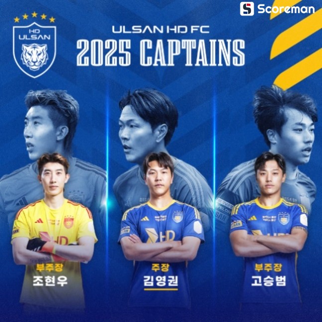 울산 HD, 주장 김영권+부주장 조현우·고승범 선임
