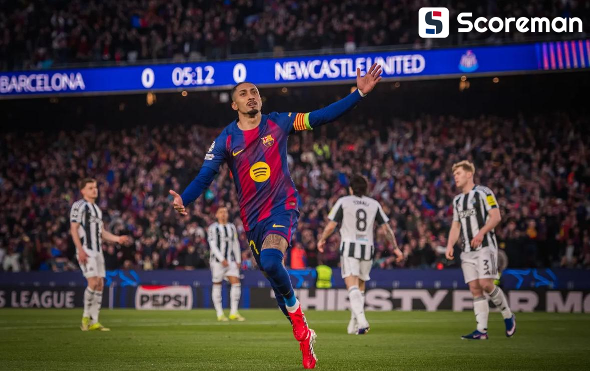 '레반도프스키 멀티골' 바르셀로나, 뉴캐슬에 7-2 대승…UCL 8강행