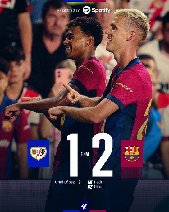 FT: Rayo Vallecano 1-2 FC Barcelona