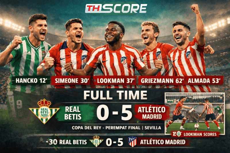 ​แอตฯ มาดริด ฟอร์มดุบุกถล่ม เบติส 5-0 ลุคแมนประเดิมหรูพาทีมลิ่วตัดเชือก โกปา เดล เรย์