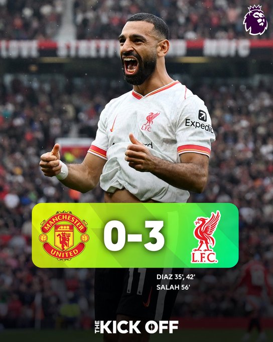 Kết quả Ngoại Hạng Anh: Manchester United 0-3 Liverpool