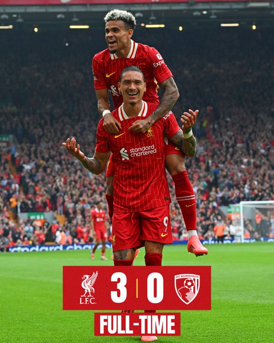 FT：Liverpool 3-0 AFC Bournemouth