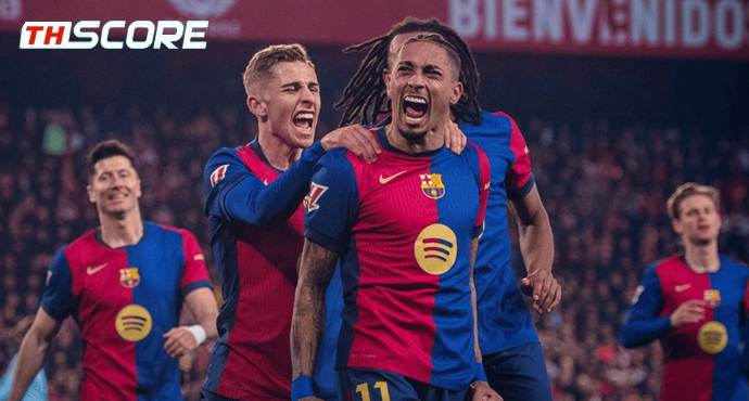 เหลือ 2 แต้ม! บาร์ซ่า 10 คนอัดเซบีย่า 4-1