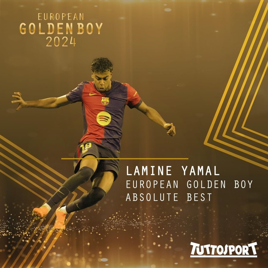 Official: 17-year-old Barcelona forward Lamine Yamal wins the 2024 Golden Boy Award