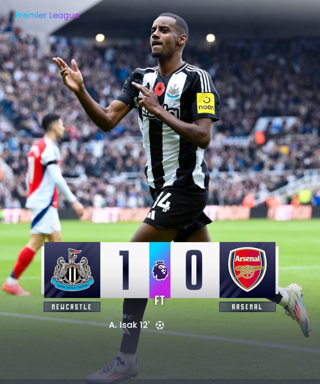 FT: Newcastle United 1-0 Arsenal