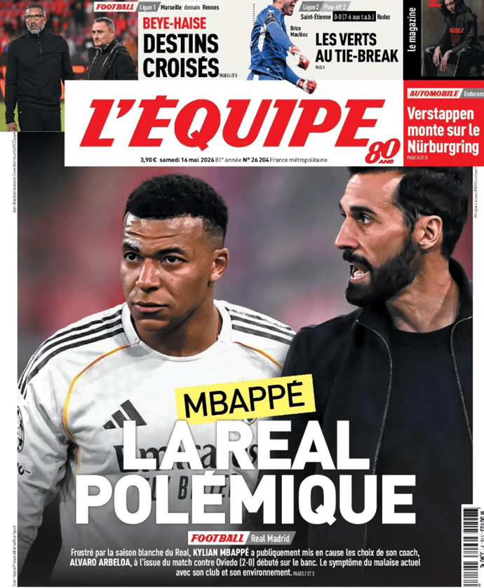 L'Équipe Front Page: Florentino Pérez Doesn't Want to Lose Either Vinícius or Mbappé, Talks Expected to Take Place