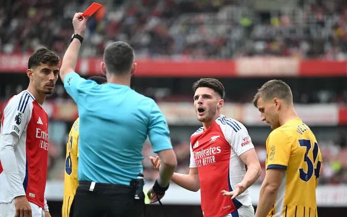 Arteta 'Amazed' by Rice's Red Card Decision in Arsenal Draw