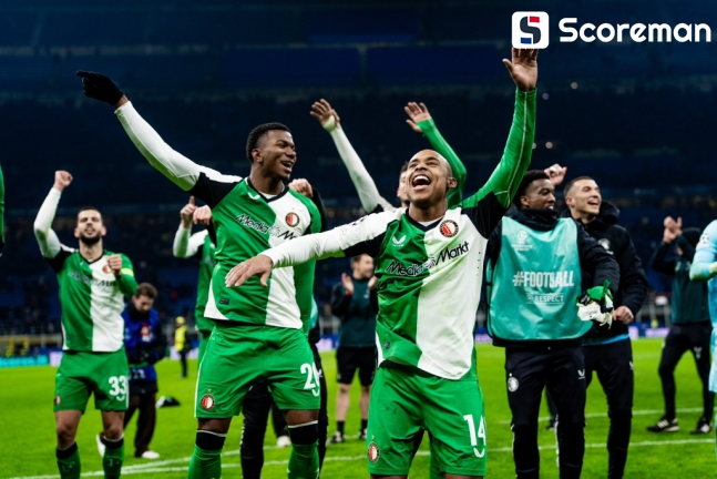 ‘황인범 결장’ 페예노르트, 밀란과 극적인 1-1 무승부...UCL 16강 진출