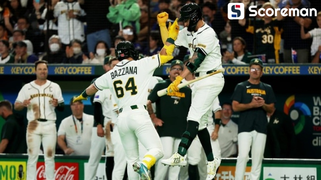 호주도 무섭다 '투수강팀' 대만에 3-0 완승...퍼킨스·바자나 홈런포