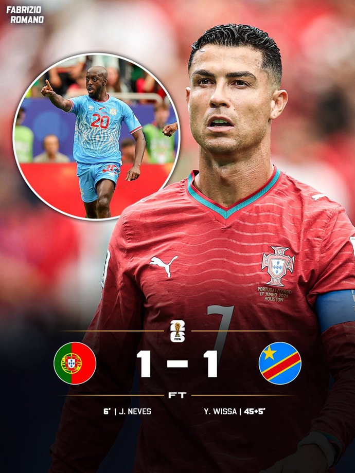 ​World Cup 2026: Portugal 1-1 DR Congo; João Neves and Wissa Score Headers