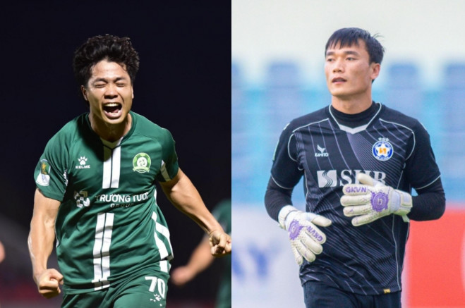 Công Phượng đấu thủ môn Bùi Tiến Dũng ở trận play-off