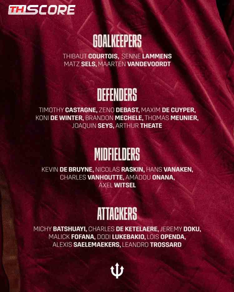 เบลเยียมประกาศรายชื่อ: เดอ บรอยน์ นำทัพลุยศึกคัดบอลโลกเดือนตุลาคม