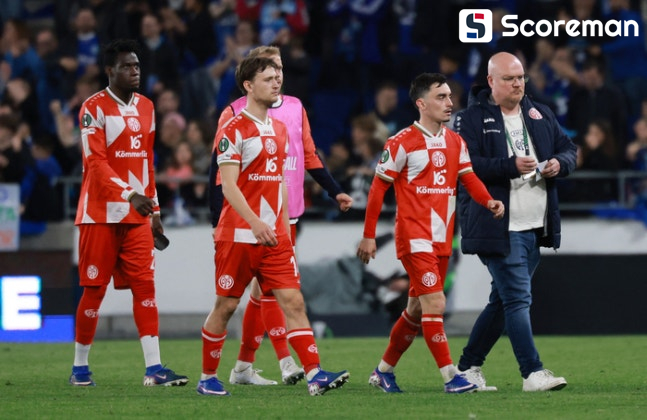 '이재성 부상 결장' 마인츠, 1차전 2-0 승리에도 0-4 완패...UECL 4강 좌절