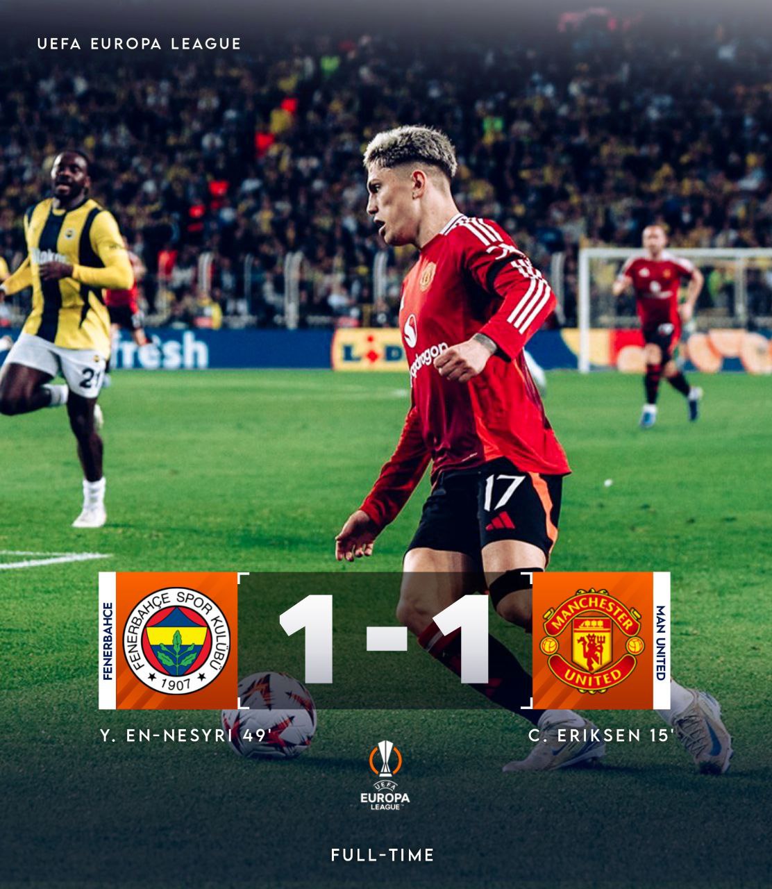 UEFA Europa League FT: Fenerbahce 1-1 Manchester United