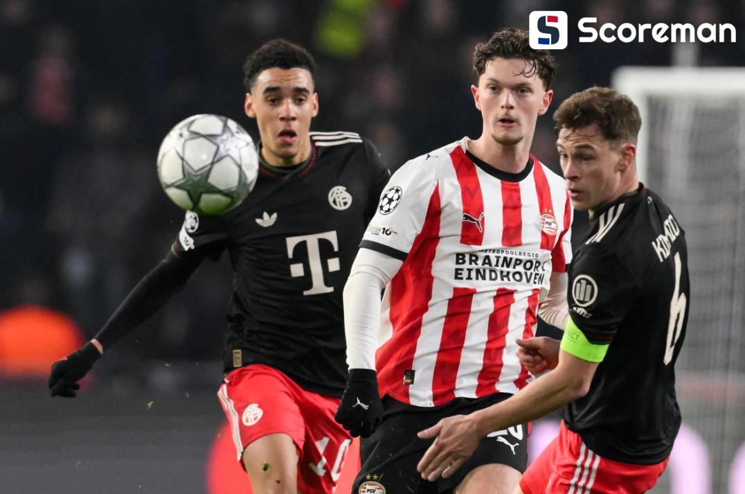 '김민재 징계 결장' 바이에른 뮌헨, PSV 원정서 2-1 승리...2위 지키며 UCL 16강 직행