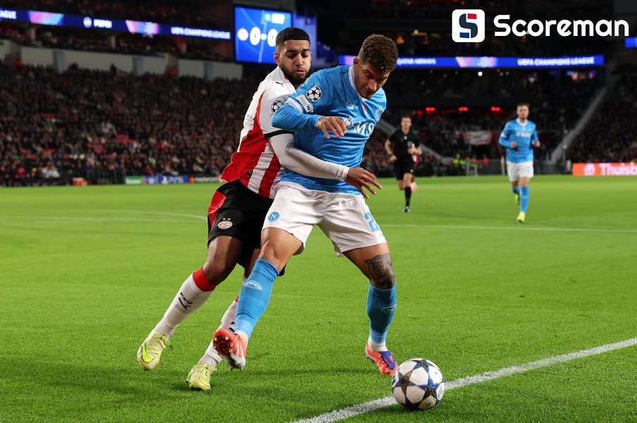 나폴리, PSV 아인트호벤에 2-6 참패... 맥토미니 멀티골