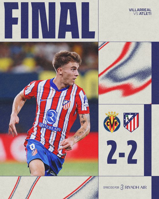 Kết quả VĐQG Tây Ban Nha: Villarreal 2-2 Atletico Madrid