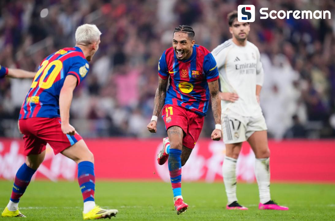 ‘하피냐 멀티골’ 바르셀로나, 레알 마드리드 3-2 꺾고 스페인 슈퍼컵 우승