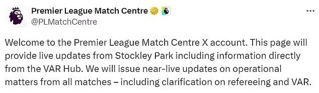 Premier League tạo một tài khoản mới để giải thích các quyết định của trọng tài
