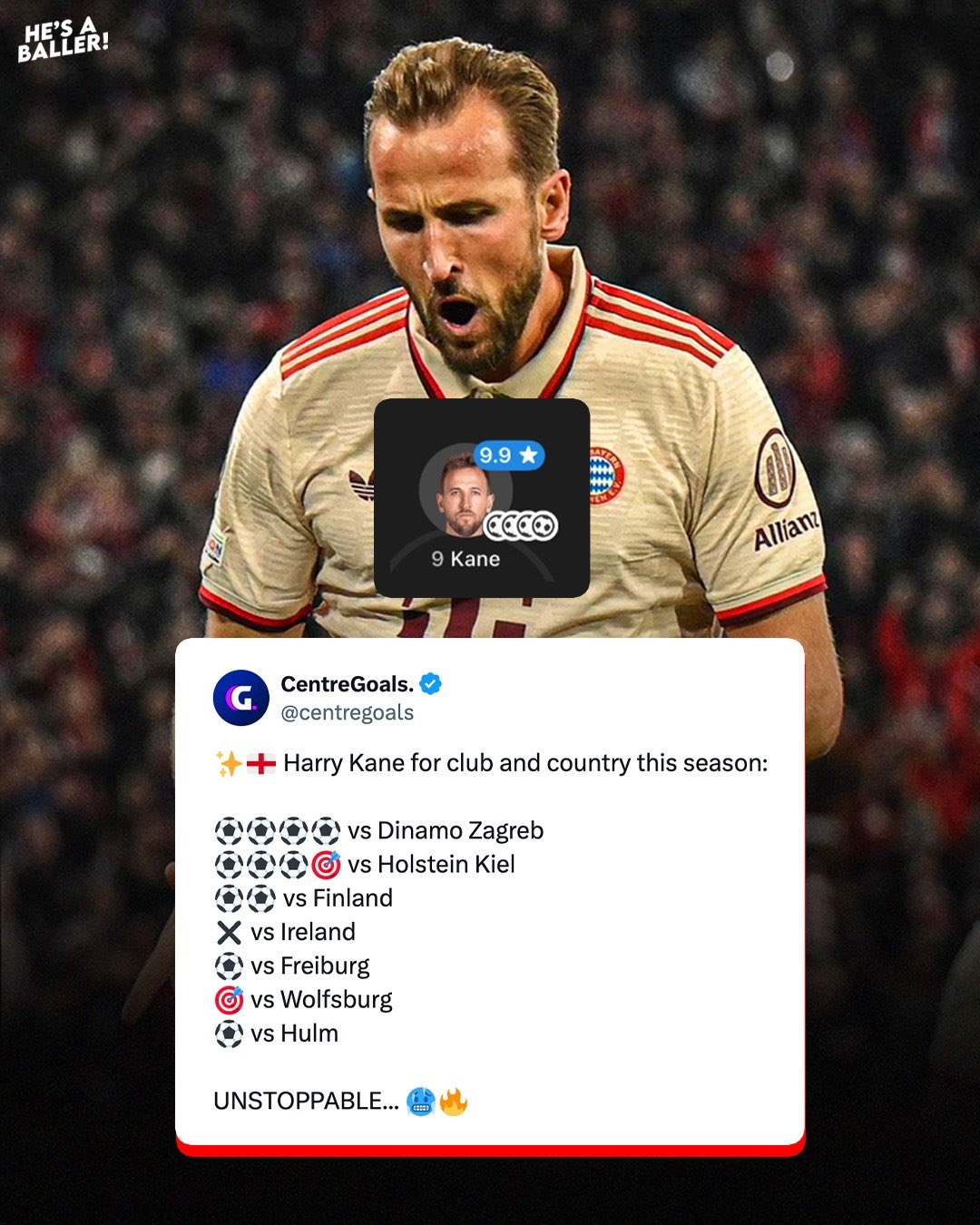 Kane đã chơi gần như đầy đủ trong 59 trận mùa trước và ghi 11 bàn sau 7 trận đầu mùa này.