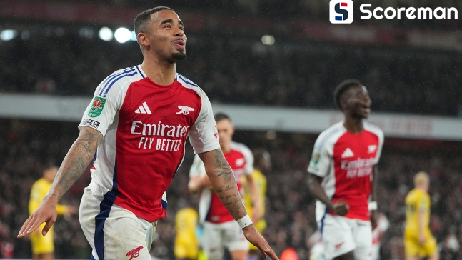 제주스 해트트릭…아스널, 팰리스에 3-2 역전승! 카라바오컵 준결승 진출