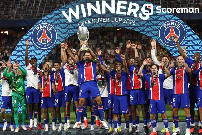 '두에 1골·1도움' PSG, 빌라 2-1로 꺾고 UEFA 슈퍼컵 2연패