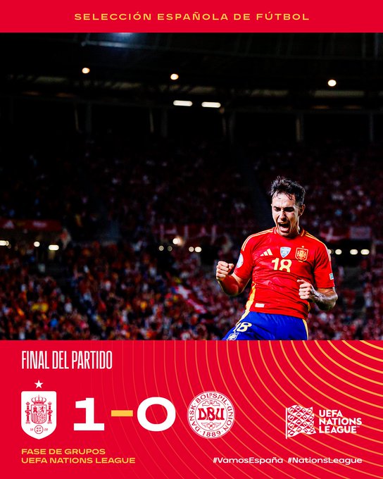 Kết quả UEFA Nations League: Tây Ban Nha 1-0 Đan Mạch