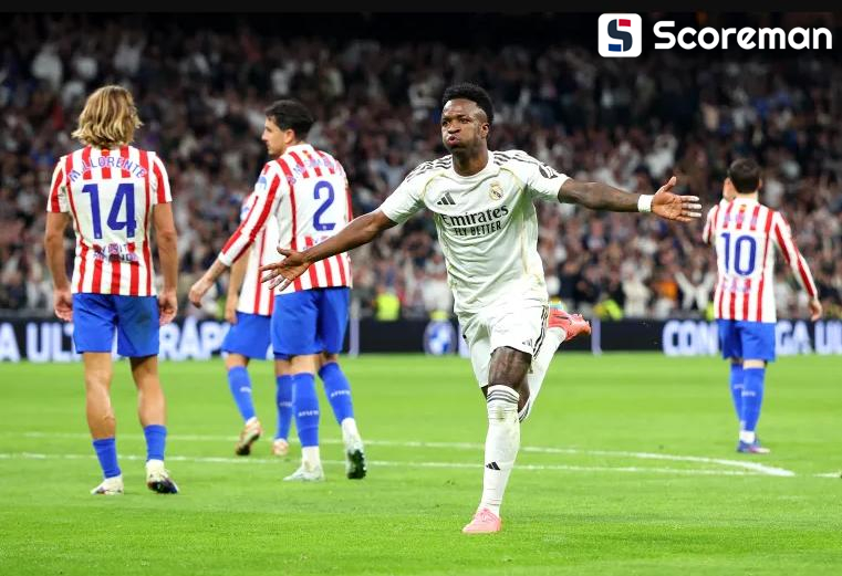 '비니시우스 멀티골' 레알, ATM과 마드리드 더비서 3-2 승리...1위 바르셀로나 4점 차 추격