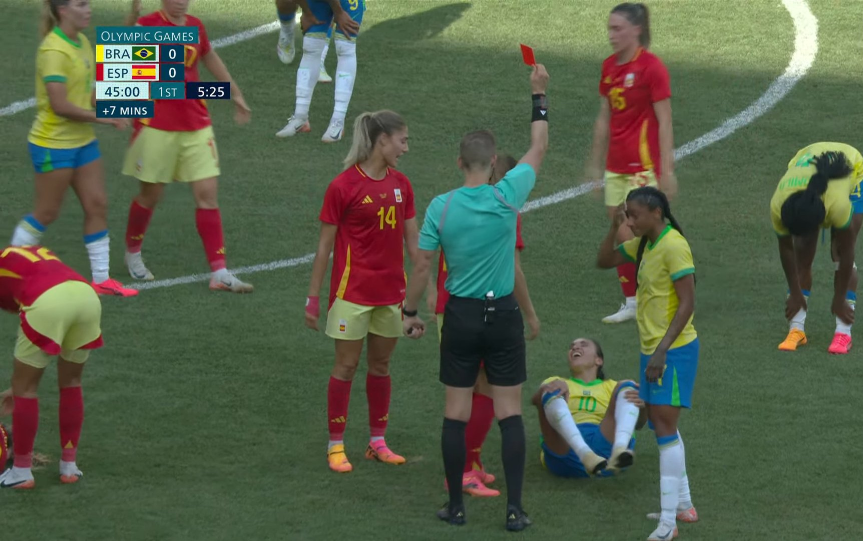 Marta's Emotional Exit After Red Card in Olympic Clash