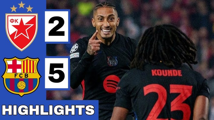 Kết quả Crvena Zvezda 2-5 Barcelona | Lewandowski lập cú đúp, Kounde đóng góp hat-trick của kiến tạo