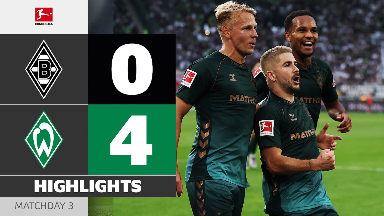 Highlights:German Bundesliga Borussia Monchengladbach 0-4 Werder Bremen - Nowgoal