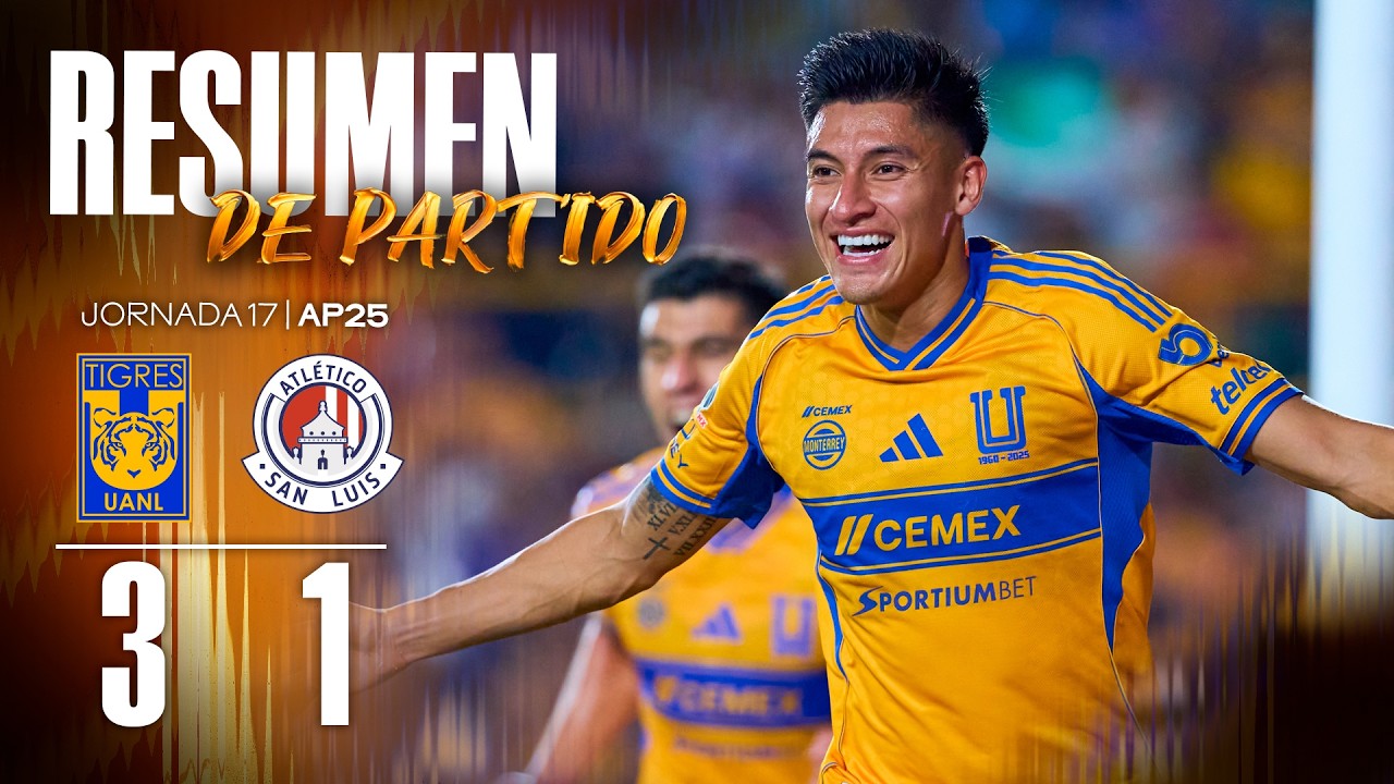 ไฮไลท์+เม็กซิโก พรีเมร่า ดิวิชั่น:ไทเกรส ยูเอเอ็นแอล 3-1 Atletico San Luis丨เม็กซิโก พรีเมร่า ดิวิชั่น 2025-2026丨09-11-2025
