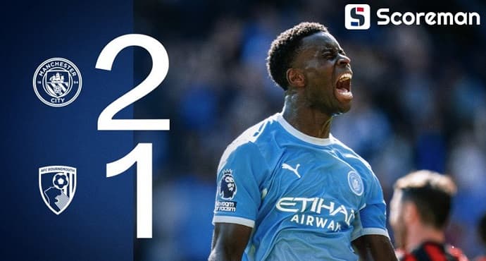 그바르디올 극장 결승골 폭발! 맨체스터 시티, 본머스 2-1 역전승