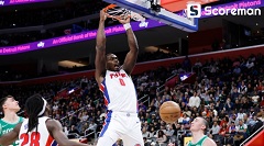 해리스 25점 동부 1위 디트로이트, 2위 보스턴 잡고 5.5G 차 선두 질주