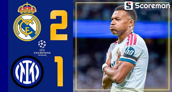 레알 마드리드, UCL 인터 밀란에 2-1 승리...음바페 99경기 71골, 역대 유럽 득점 순위 5위 등극!