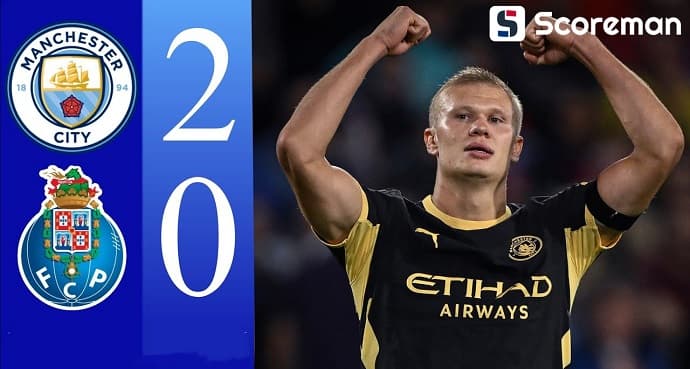홀란드, 분노 뒤 멀티골 폭발...맨시티, 포르투에 2-0 승리