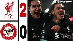 리버풀, 브렌트퍼드 2-0...'누녜스 90분+ 극장골'
