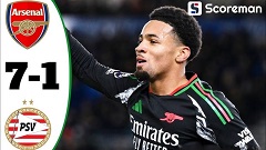 아스널, PSV 원정에서 7대1 대승...UCL 8강 눈앞