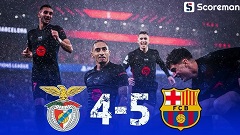 바르셀로나, 벤피카에 5-4 역전승… UCL 2위