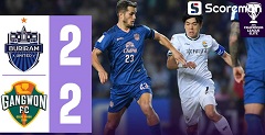 강원FC, 부리람 원정서 2-2 무승부…순위는 9위 유지