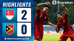 "가빈 리 호 순항" 싱가포르, 동티모르 2-0 격파하며 A조 선두 질주