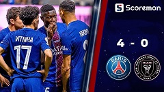 PSG, 인터 마이애미 4-0 대승으로 8강 진출... 네베스 '멀티골'