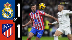 Mbappe volta a marcar e o Real Madrid empata com a Atlético para manter o primeiro lugar na LALIGA