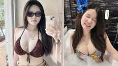 หมวยหลิน เน็ตไอดอลสุดอึ๋ม ! เขย่าโซเชียล ใส่บิกินี่แช่น้ำตีฟองในอ่างจากุซซี่