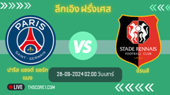 ดูบอลวันนี้ ปารีส แซงต์ แชร์กแมง VS แรนส์